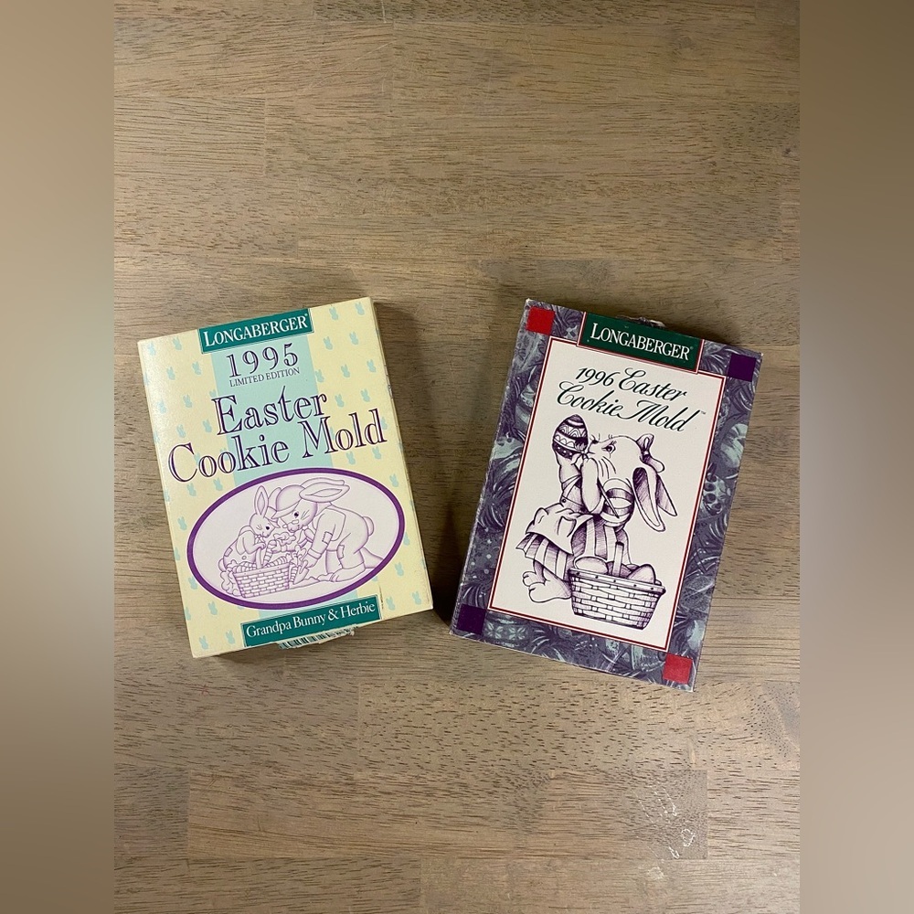 Longaberger Easter Cookie Mold Vintage In Box 1995 & 1996 Easter‎ Bunny & Basket